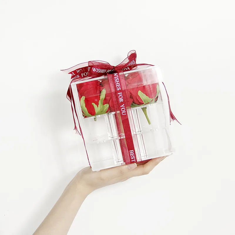 Wholesale Custom Design Square Watertight Perspex Clear Acrylic Flower Box Case afbeelding