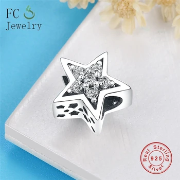 

Fit Original Pandora Charms Bracelet Real 925 Silver Openwork Bright Star Charm Bead Jewelry Making Women Berloque