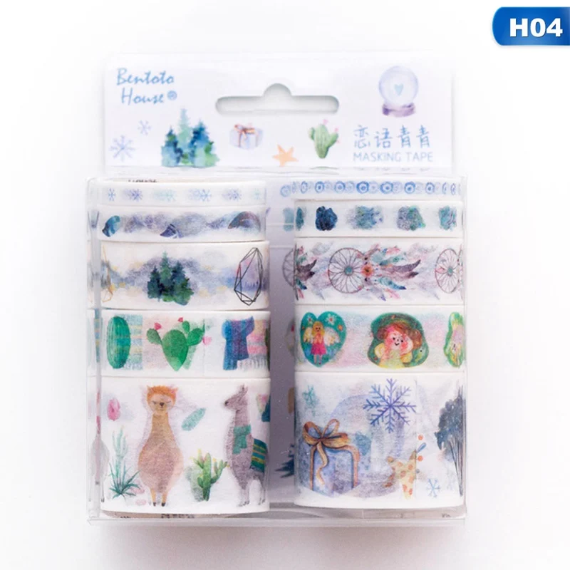 10 шт./компл. красочная лента washi липкая Бумага малярный скотч этикетка Craft декоративные DIY школьные канцелярские принадлежности - Цвет: 04