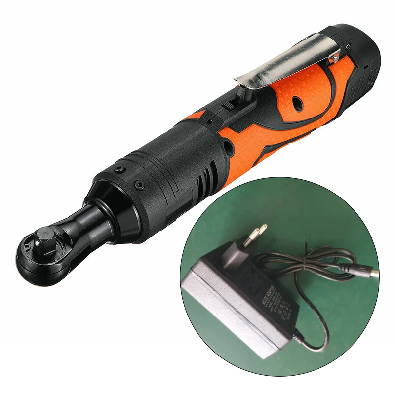 

1*Right Angle Wrench Ratchet+1*charger+1*User Manual 18V 60N/m 3/8inch Cordless Electric With Charger US/UK/EU Plug