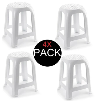 

4x Taburete silla de plástico asiento apilable banco jardín camping playa