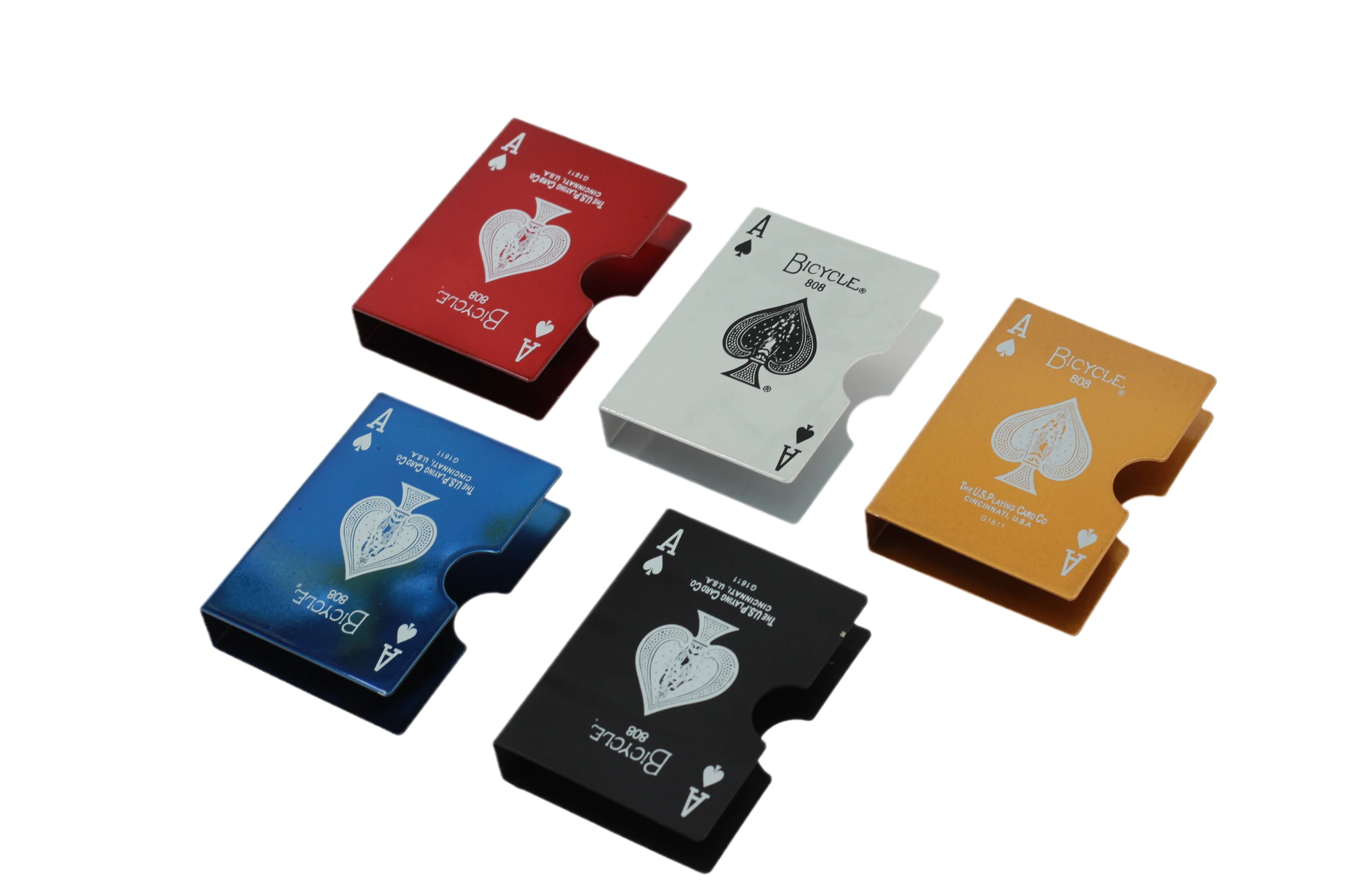 Metal Playing Card Clips Holder With Different Pattern In Both Side