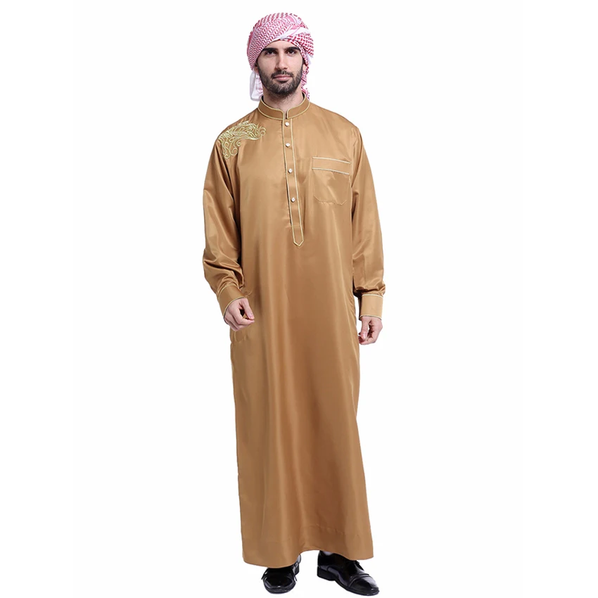Ближний Восток человек мусульманский jubba ТОБ Musulmane Рамадан размера плюс вышивка роскошный турецкий кафтан халат с исламским шарфом