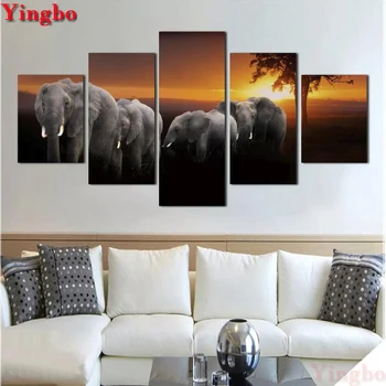 

5pcs DIY 5D Diamond Embroidery African elephant Diamond Mosaic Picture Of Rhinestones Square Round Diamond Painting Cross Stitch