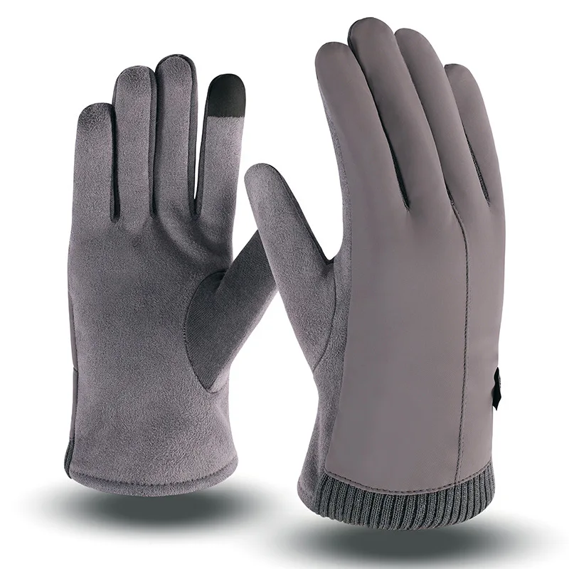 Outdoor winter Korean men's leather-wool motorcycle warm-keeping touch-screen riding gloves and thickening |