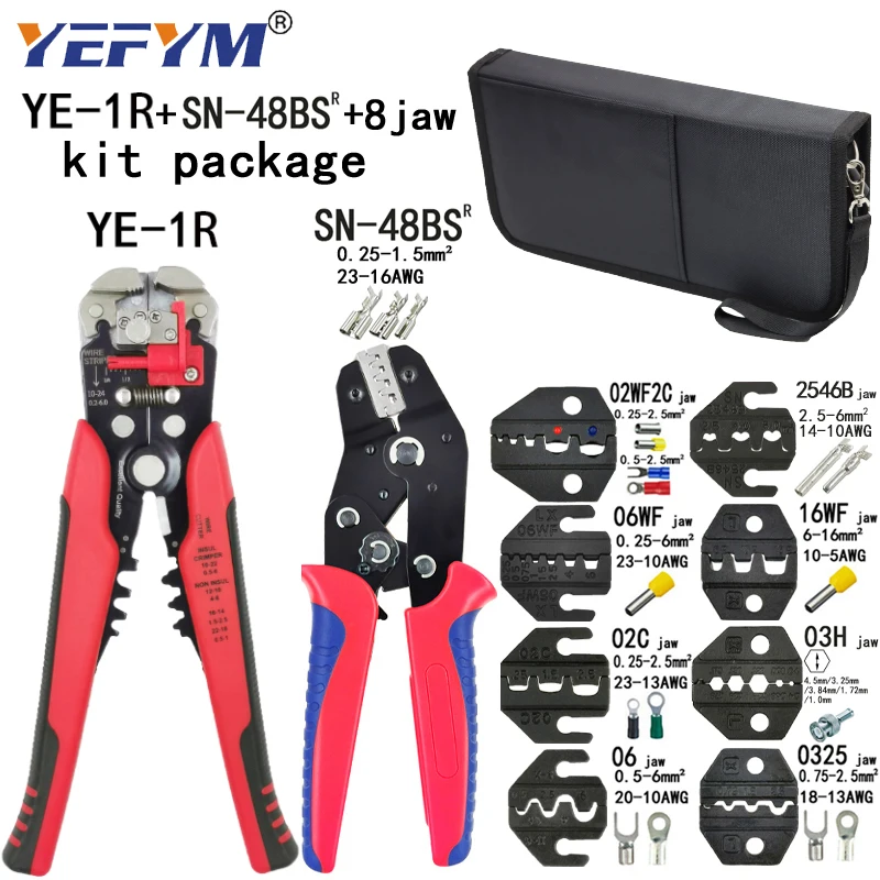 

Multifunctional wire stripping and crimping pliers set wire crimping hand tool for 2.8 4.8 C3 XH2.54 pulg/tube/insuated terminal