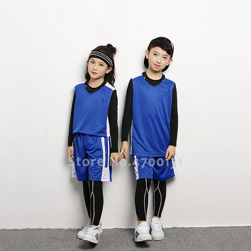 Баскетбольные майки для мальчиков и девочек футбольные костюмы детские леггинсы тренировочные колготки Детская Футбольная форма шорты спортивный костюм