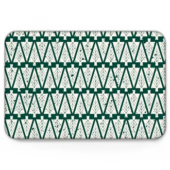 

ChristmasTheme Geometric Christmas Tree Pattern Green Mat Anti-Slip Doormat Home Decor Doormat for Entrance Door Anti-slip Floor
