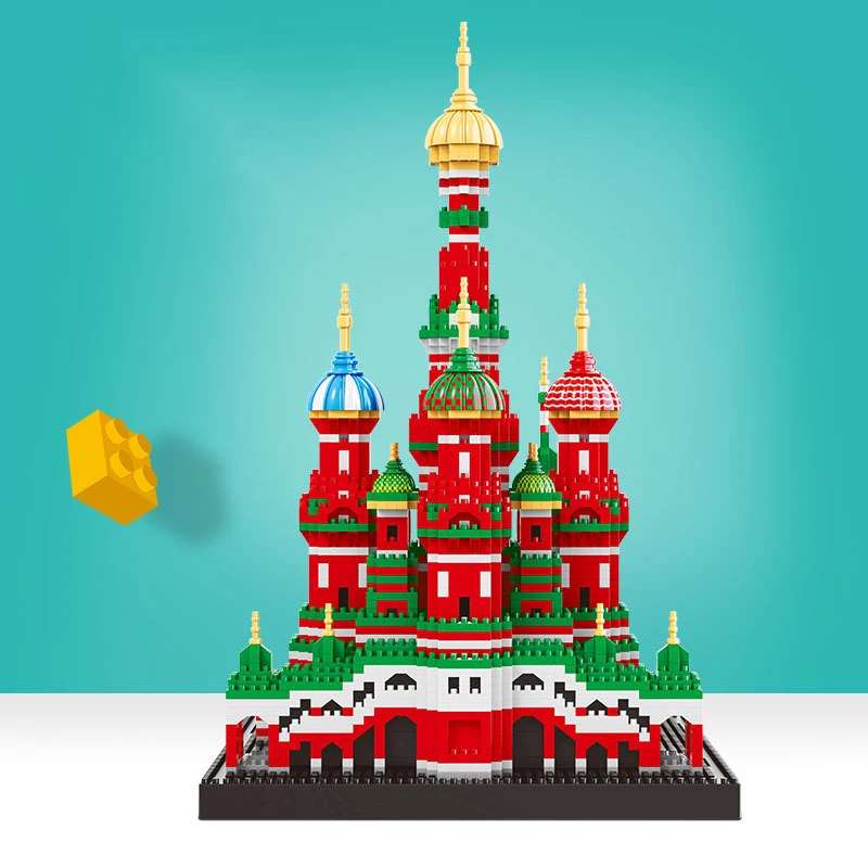Сборная архитектура собора Василия Блаженного, строительные блоки, игрушки, развивающие кирпичи, детские подарки