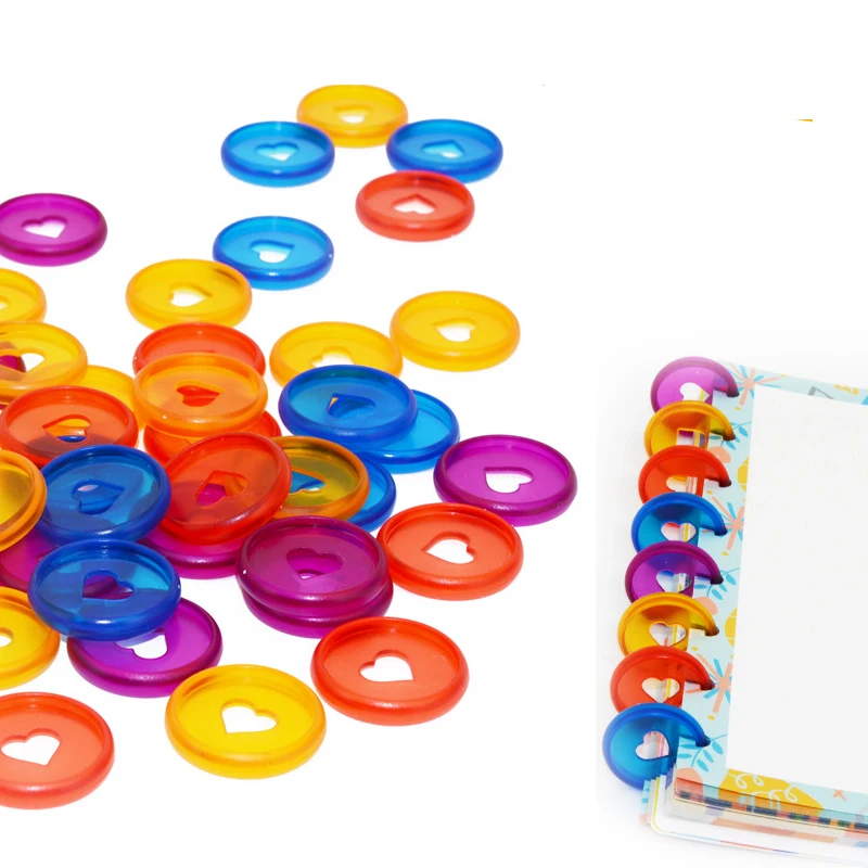 

12PCS New 28MM Heart-Shaped Plastic Binder Ring Buckle Suitable For Mushroom Hole Loose-Leaf Notepad Color Disc Heart Button