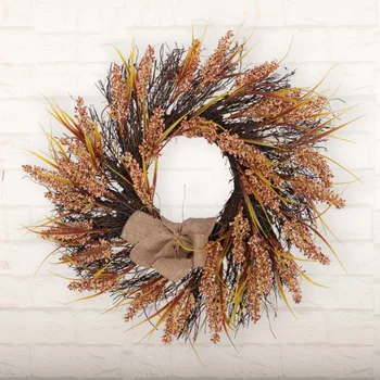 

Artificial Grain Wreath Fall Harvest Garland For Front Door And Thanksgiving Holiday Decorative Ornament Door Decor Garland