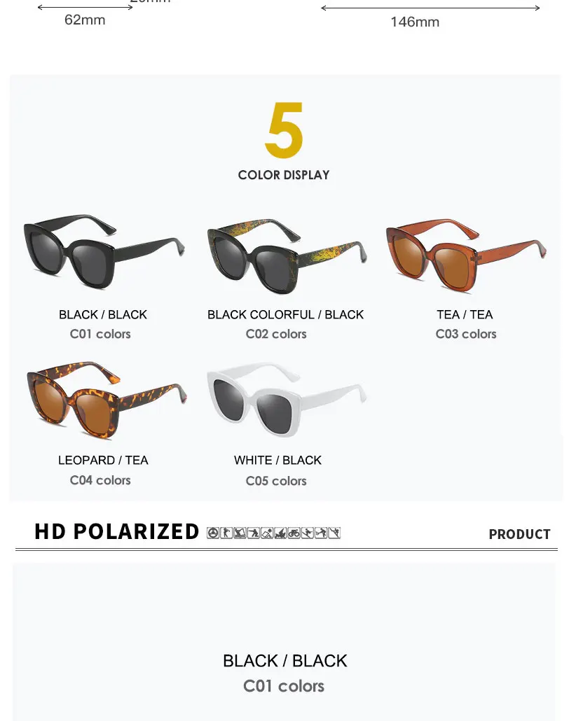 SIMPRECT, поляризационные солнцезащитные очки для женщин,, Ретро стиль, кошачий глаз, солнцезащитные очки большого размера, Ретро стиль, для вождения, солнцезащитные очки, UV400, оттенки для женщин
