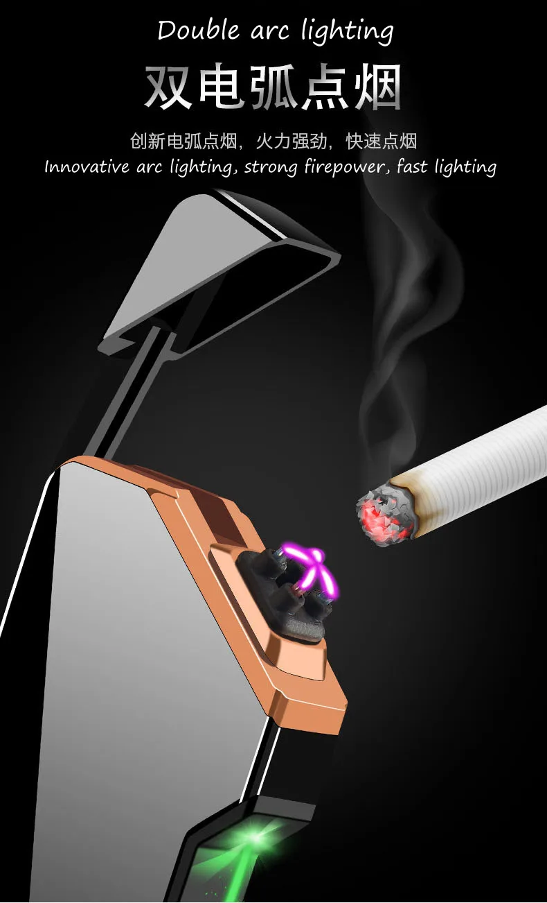 Зажигалка с двойной дугой и инфракрасным экранированием ветрозащитная USB