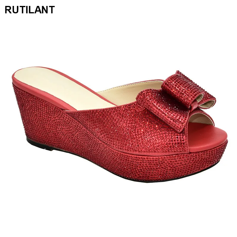 

African Special Materials High Heels 8 CM Women Luxury 2020 Rhinestone Wedding Party Shoes High Quality African Wedding Shoes