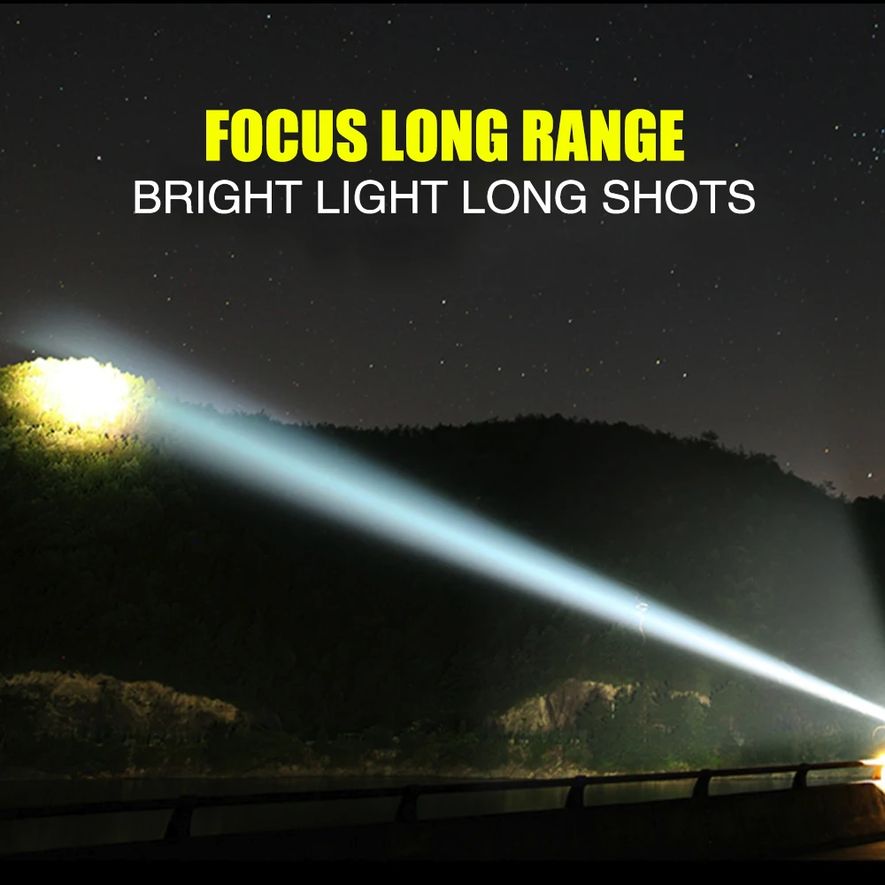 Long Spotlight Portable and Convenient USB Rechargeable IPX5 Waterproof Flashlight Aluminum Alloy Led Strong