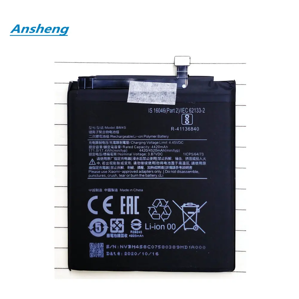 

Original BM4S 4420mAh Battery For Xiaomi Redmi 10X 4G Redmi 10X 5G 10X Pro 5G Mobile Phone