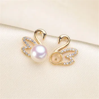 

oysters Pearl Earring Accessories Copper Silver Plating Earring Clasps Hooks Findings With Loop Clasp Base For Diy YYED-098