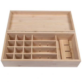 

Bamboo Essencial Oils Storage Box With 26 Grids Diy Protective Wooden Storage Case For Artistic Ornament Decorative