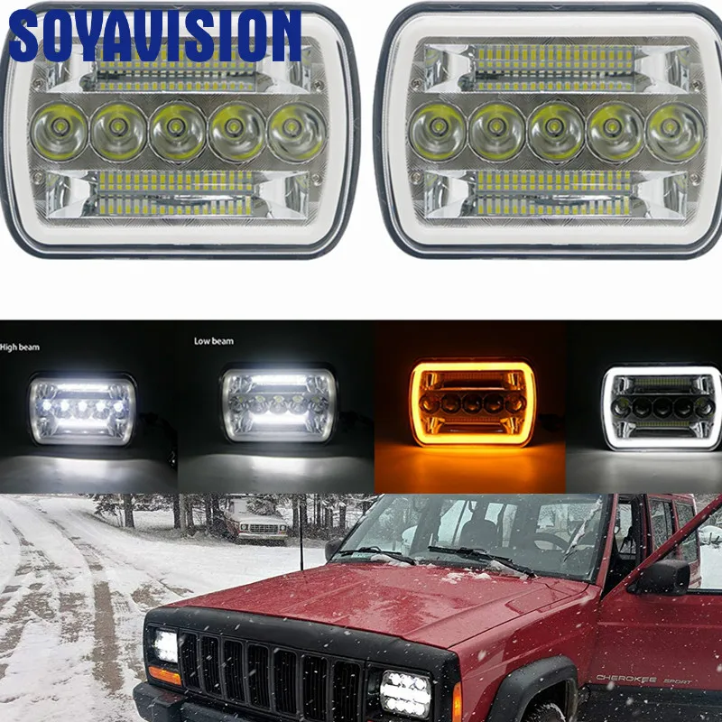 7x6 Led Headlights 5x7 Led Headlight With Turn Signal Drl White Halo