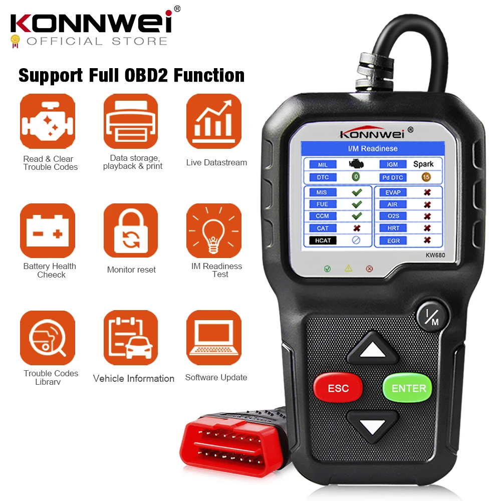 OBD2 Scanner OBD Car Diagnostic Auto Diagnostic Tool KONNWEI KW680 Read Clear Fault Error Codes Russian OBD2 Automotive Scanner|Code Readers & Scan Tools| - AliExpress