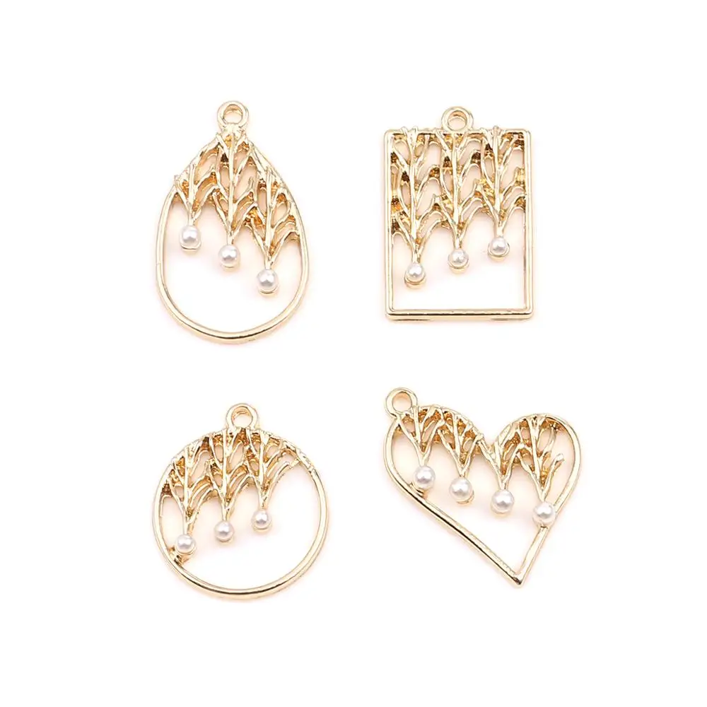 DoreenBeads модные золотые металлические подвески в форме сердца овальные круглые