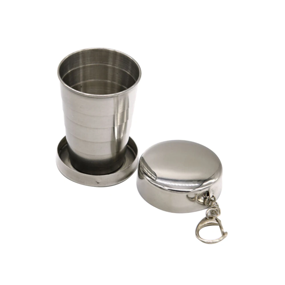 75ml Stainless Steel Folding Retractable Cup Mini Coffee Ice Beer Cocktail Wine blackjack cup with Lid