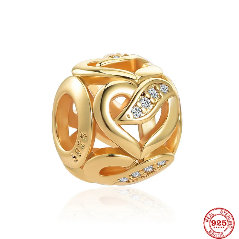 Gold&Rose Gold High Heel Paw Heart Love Charms Beads 925 Silver  Fit Original Bracelet Diy Women Jewelry 4