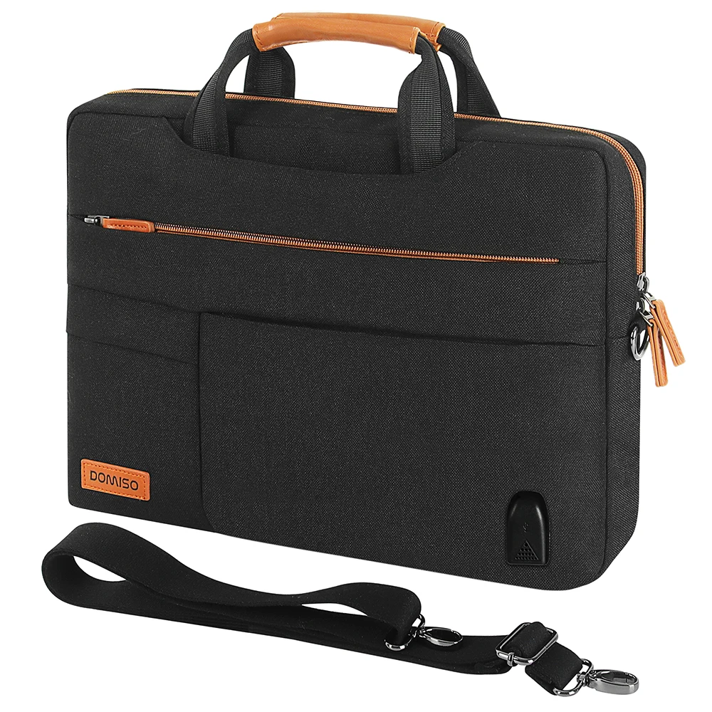 Laptop Impermeável Carregando Bolsa Maleta do Ombro com Porta de Carregamento Usb 14 15.6 17.3 Notebook