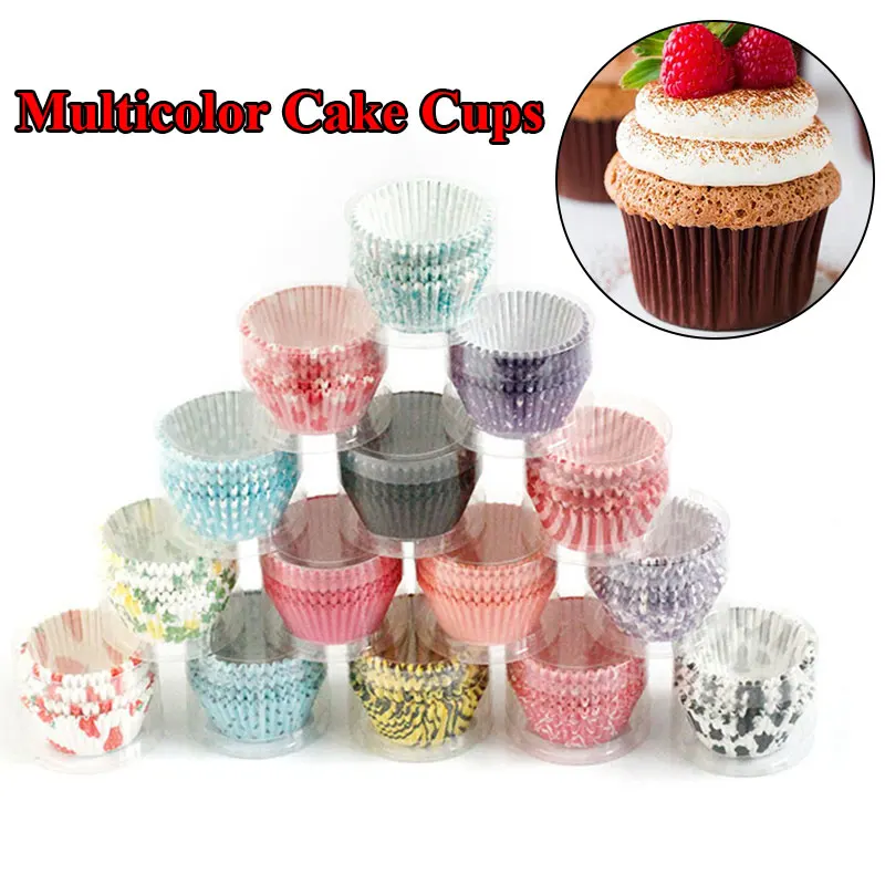100 Oil-proof Barreled Rainbow Cake Paper Cup Baking Muffin Chocolate Sticky Rice Tray Party Mini Cups |