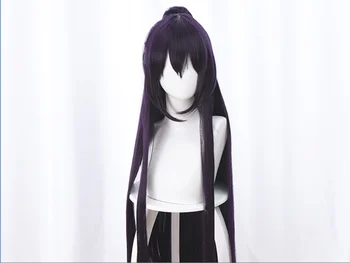 

DATE A LIVE Yatogami Tohka Cosplay Wigs High-temperature Fiber Synthetic Hair Dark Purple Long Hair with Ponytails+free hair net