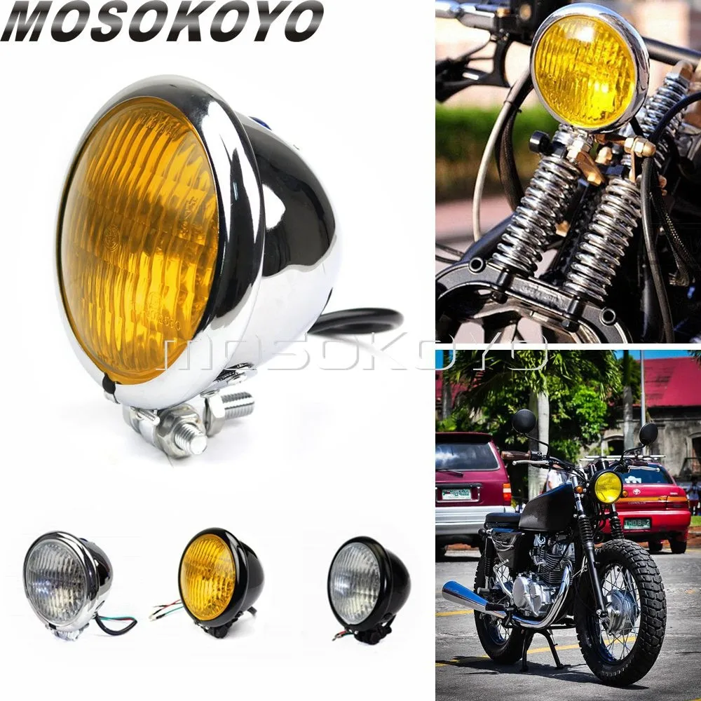 4.5" Chrome EMARK E4 Vintage Headlight 4 1/2 Inch Head Light Bates