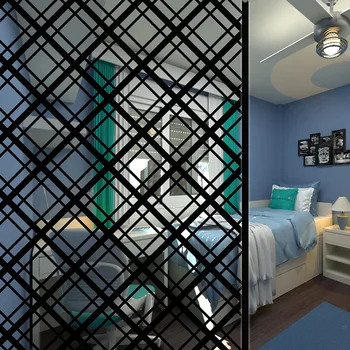 

1.52x5m Decoration Window Film PET Black Checkered pattern Glass Vinyl Film self Adhesive Glass Stickers Home office Decor