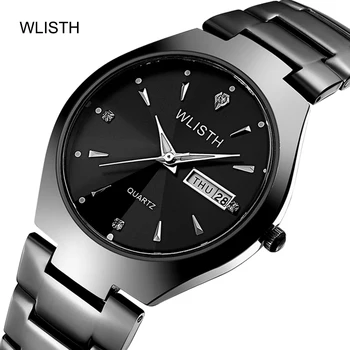 

Men Quartz Watches Fashion Waterproof Tungsten Steel Business Women Quartz Watches Chinese-English Calendar Lovers Watches