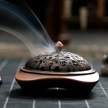 

Chinese Dragon Pattern Durable zinc Alloy Metal Incense buddhist Burners Holder Safe Censer Aromatherapy Office Desktop Ornament