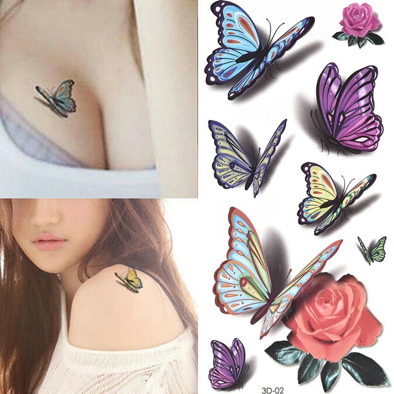 Tatuajes Temporales calcomanías para arte corporal para mujer del tatuaje etiqueta engomada del tatuaje 3D o rosa flor pluma tatuaje impermeable regalo Halloween|Tatuajes - AliExpress