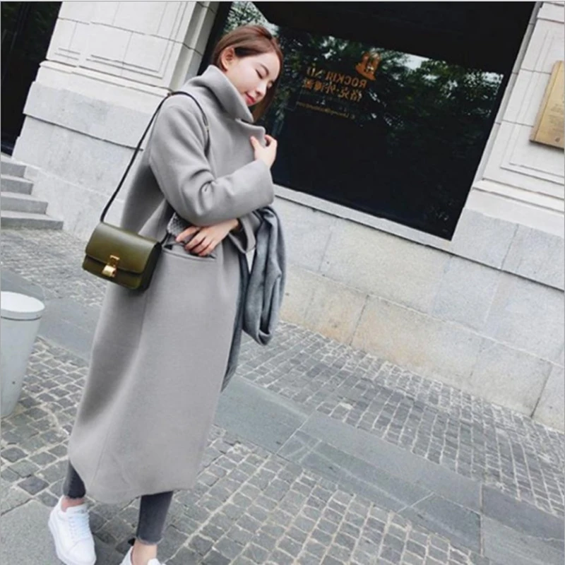 New Ladies' Jacket Fashion Single Breasted Slim Women Autumn Winter Wool Coat Long Wool Coat Spring Autumn Women Wool Coat