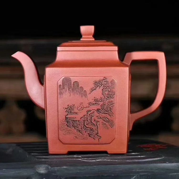 

Yixing Dingshuzhen Yixing Clay Teapot Entirely Handmade Big Kui Square Pot 680cc Large-Volume Yixing Clay Teapot Tea Set Wholesa