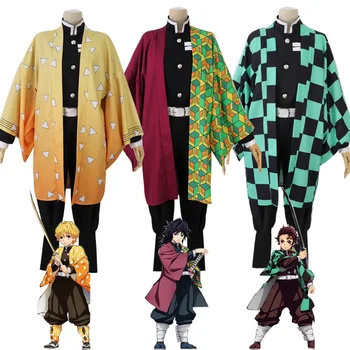 

Demon Slayer: Kimetsu no Yaiba Kamado Tanjirou Uniform Outfit cosplay Costumes Demon Slayer Kimono Kamado Nezuko Cosplay Wigs