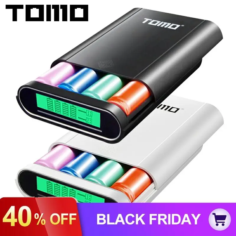 TOMO USB Li-Ion интеллектуальное 4x18650 зарядное устройство портативный lcd умный DIY Мобильный Внешний Аккумулятор Чехол type-c Apple Android вход