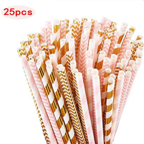 

Perm silver color paper straw party creative environmental disposable stripe wave dot straw casual coffee drink