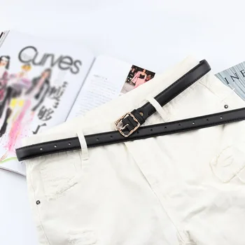 

Women Belt Vintage Casual fashion Soft Faux Leather Belt Metal Twist Square Buckle Tighten Solid Holes Wild Retro Belts