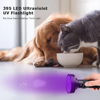 

395 LED UV Torch Dog Cat Pet Urine Stains Banknote Detection Torch Lamp Light Multi-function Long Shots Lamp Hunting