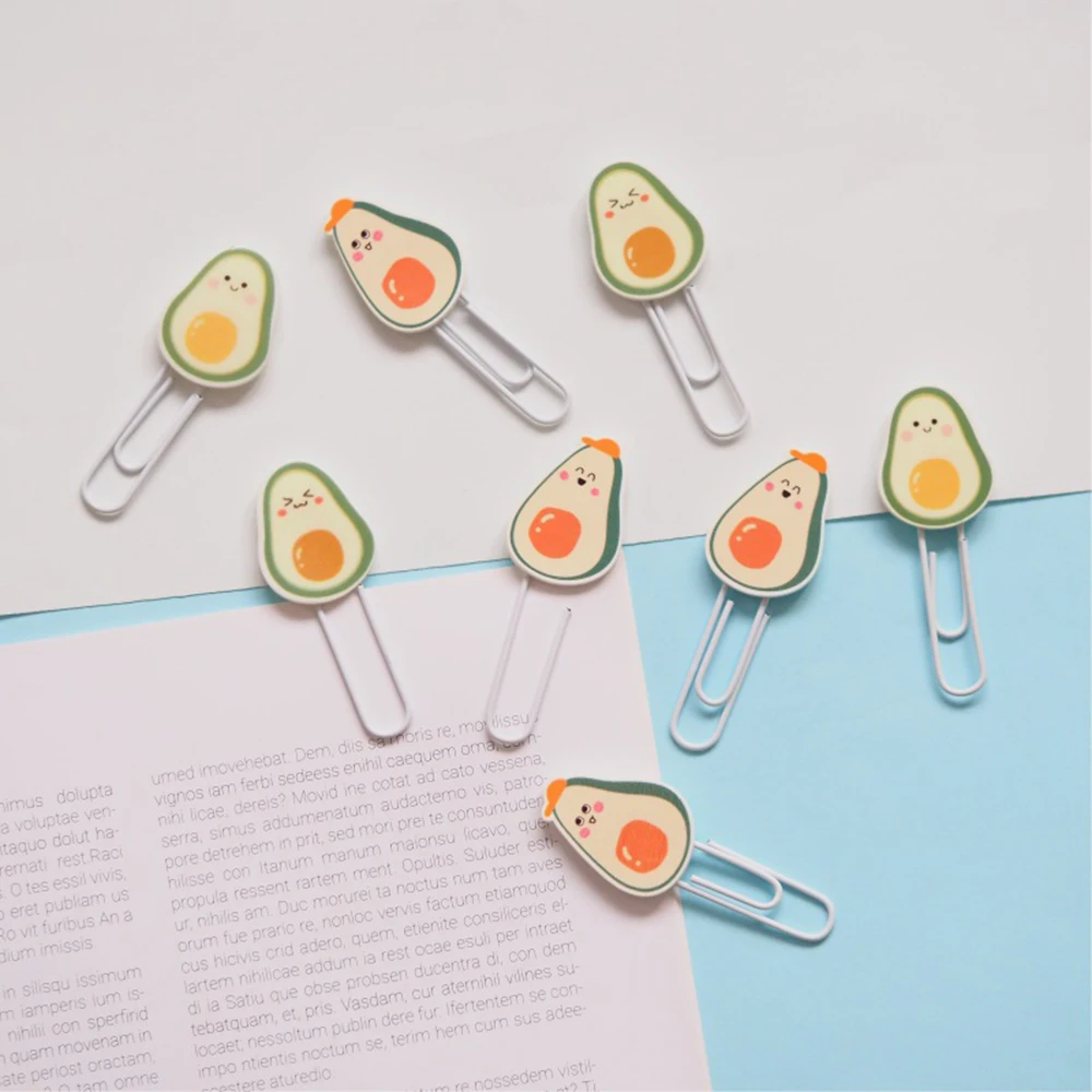 

4 Pcs/pack Kawaii Avocado Smile Clip Hollow Out Metal Binder Clips Notes Letter Paper Clip Office Supplies