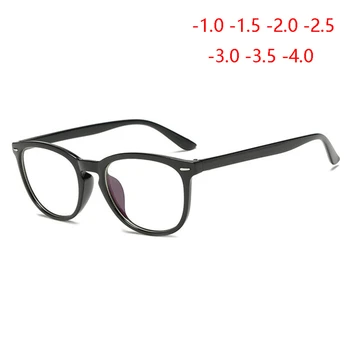 

1.56 Aspherical Lens Prescription Eyeglasses Women Clear Lens Oval Rivets Finished Myopia Glasses Men 0 -0.5 -0.75 -1.0 To -4.0