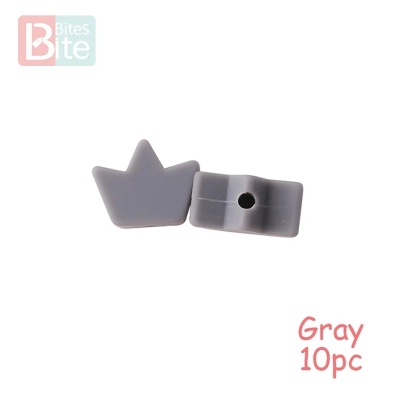 Gray Crown Кусачки 10 шт. Силиконовые Бусины Пищевой Силикон Прорезыватель зубов в виде звезды детские товары силиконовый браслет грызунов Diy ремесла детский Прорезыватель - Цвет: Gray Crown