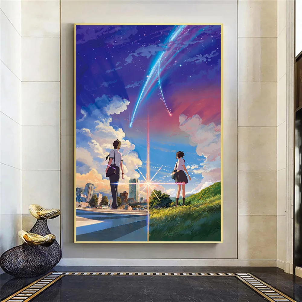 Your Name Anime Poster Manga Movie Canvas Printing Kimi No Na Wa Wall Art Pictures Cartoon Love Cuadros for Living Room Decor | Дом и сад