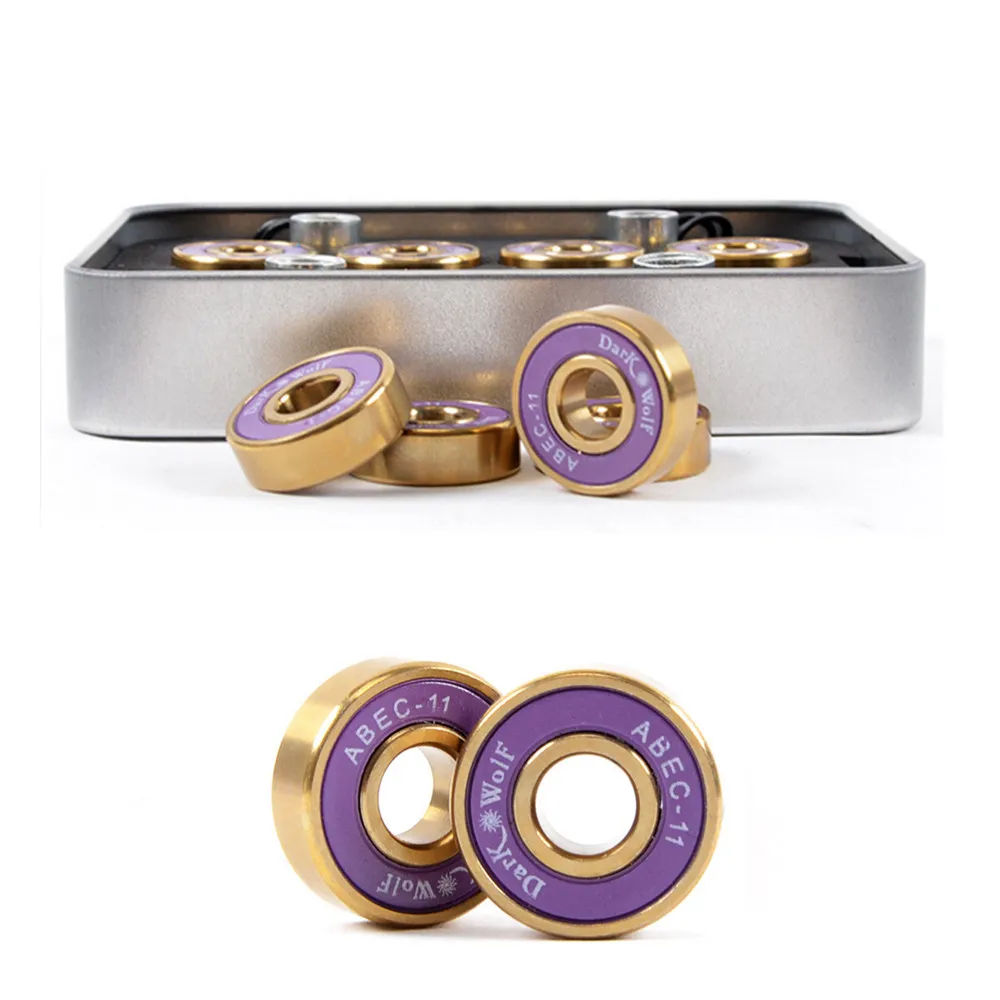 

Outdoor Cycling Dark Wolf Skateboard Bearings Titanium ABEC-11 Purple Gold 8pcs with 4pcs Spacer Durable Bike accessories#8