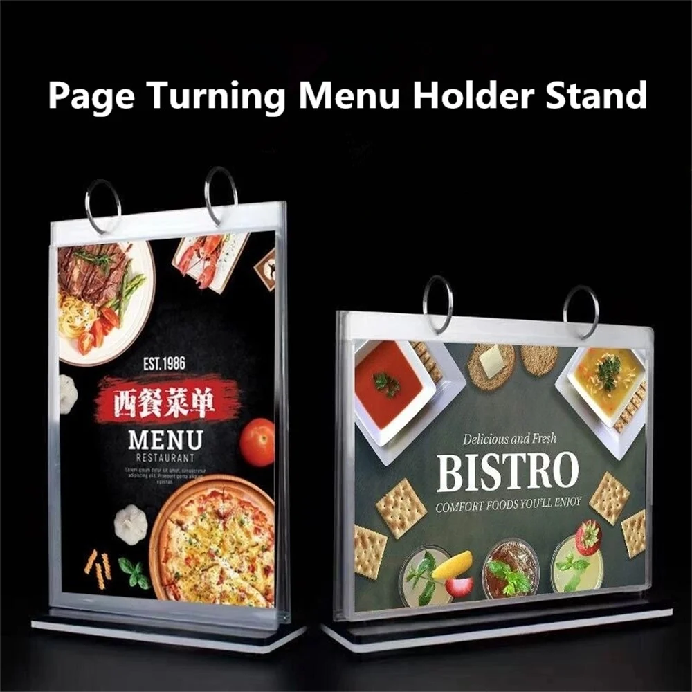 A6 pagina che gira ristorante Hotel controsoffitto Display tavolo Menu segno titolare Brochure titolare carta Display Poster cornice Stand