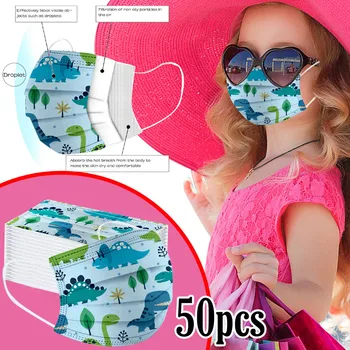 

50PCS Cartoon Kids Disposable Mask Children mask Disposable Face Mask 3Ply Ear Loop Face Mouth Mask Fast Delievry#Y40