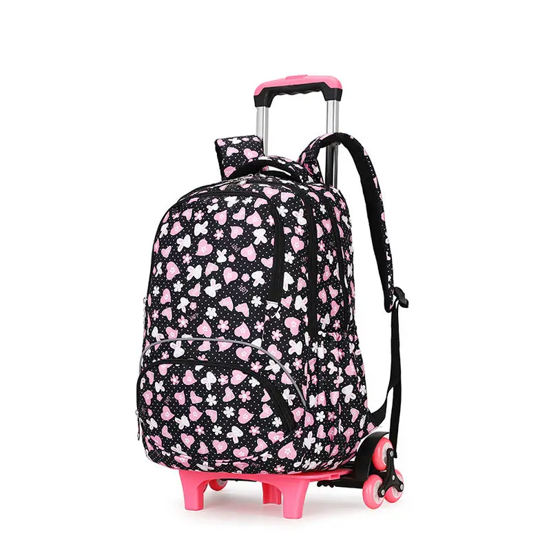 6 wheels backpack Детский Школьный рюкзак с колесами, Детские рюкзаки на колесиках, Детская сумка на колесиках для девочек, дорожный Рюкзак-тележка сумка для детей - Цвет: 6 wheels backpack
